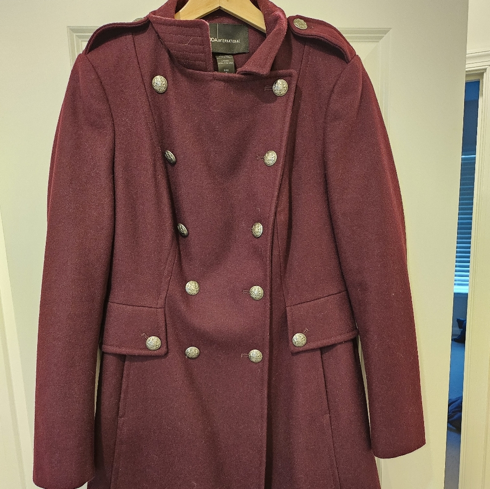MODA International Burgundy Long Coat -Sz 8